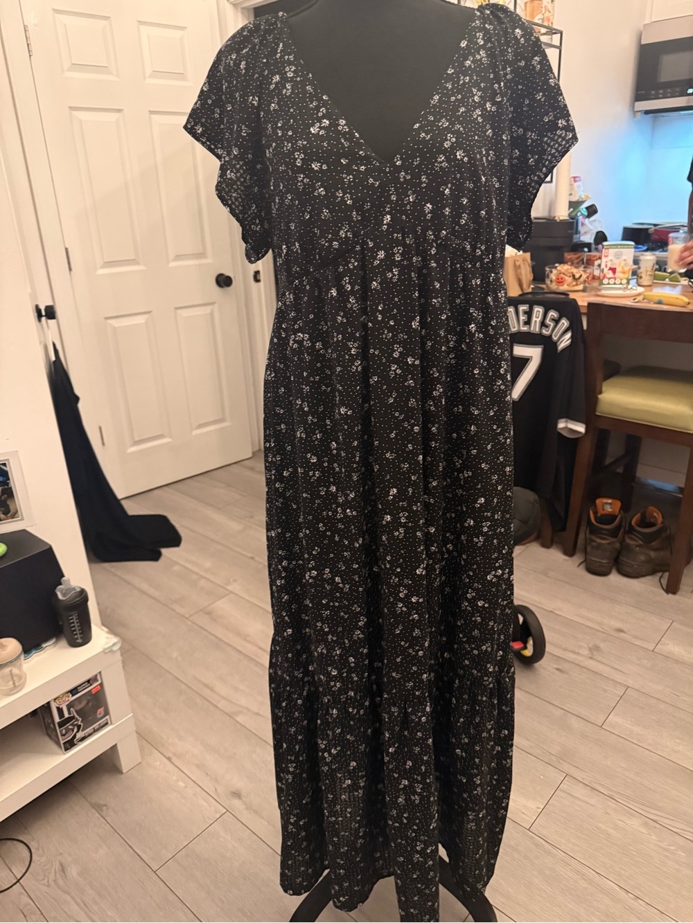 Universal Thread Black Floral V-Neck Maxi Dress